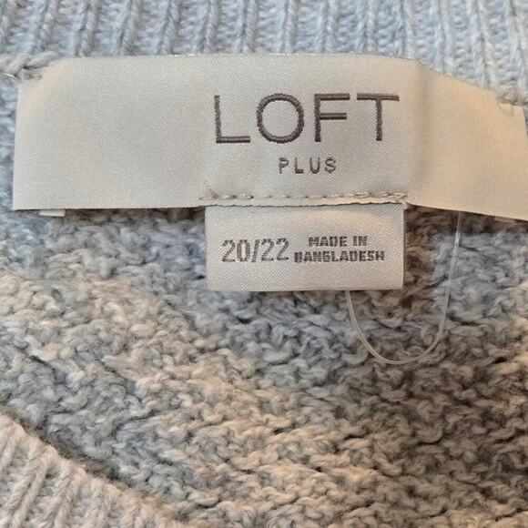 ANN TAYLOR Loft Light Grey Waffle Weave Cotton wool Blend Tunic Length Sweater - Picture 7 of 7
